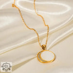 18K Gold Shell Sun and Zircon Moon Necklace - QH Clothing