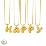 Gold Happy letter necklaces in 18K gold light luxury style for elegant personalization