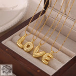 18K gold LOVE letter necklaces in light luxury style for a simple, elegant look