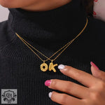 18K gold OK pendant necklaces in light luxury style for elegant fashion accessories