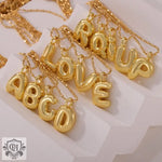 18K gold light luxury style bubble letter necklaces for elegant personal expression