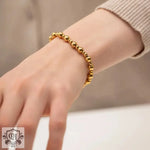 18K Gold Simple Ball Design Versatile Bracelet featuring elegant gold simple ball beads