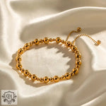 Elegant 18K Gold Simple Ball Design Versatile Bracelet with gold beaded accents