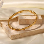 18K Gold Simple Bamboo Closed Bracelet - QH Clothing