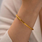 18K Gold Simple Bamboo Closed Bracelet - QH Clothing