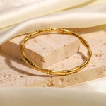 18K Gold Simple Bamboo Closed Bracelet - QH Clothing