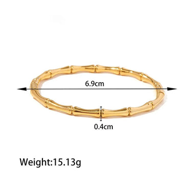 18K Gold Simple Bamboo Closed Bracelet - QH Clothing