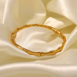 18K Gold Simple Bamboo Closed Bracelet - QH Clothing