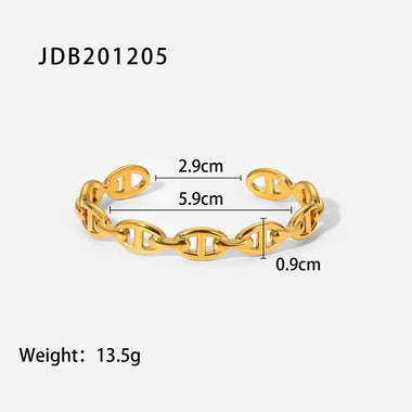 18K Gold Simple Chain Open Bracelet - QH Clothing