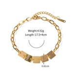 18k Gold Simple Chain with Square Design Bracelet - QH Clothing