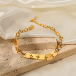 18k Gold Simple Chain with Square Design Bracelet - QH Clothing