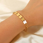 18k Gold Simple Chain with Square Design Bracelet - QH Clothing