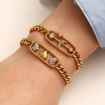 18K Gold Simple Diamond Heart/Star Design Bracelet & Necklace - QH Clothing