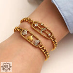 18K Gold Simple Diamond Heart/Star Design Bracelet & Necklace - QH Clothing