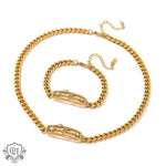 18K Gold Simple Diamond Heart/Star Design Bracelet & Necklace - QH Clothing