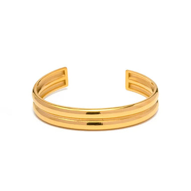 18k Gold Simple Double Row Open Bracelet - QH Clothing