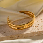 18k Gold Simple Double Row Open Bracelet - QH Clothing