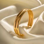 18k Gold Simple Double Row Open Bracelet - QH Clothing