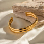 18k Gold Simple Double Row Open Bracelet - QH Clothing