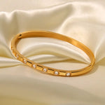 18K Gold Simple Inlaid White Zircon Bracelet - QH Clothing