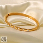 18K Gold Simple Inlaid White Zircon Bracelet - QH Clothing