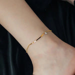 18K Gold Simple Inlaid Zircon Anklet - QH Clothing