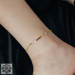 18K Gold Simple Inlaid Zircon Anklet - QH Clothing