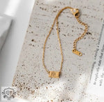 18K Gold Simple Small Gold Bar Design Anklet - QH Clothing