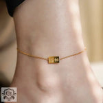 18K Gold Simple Small Gold Bar Design Anklet - QH Clothing