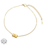 18K Gold Simple Small Gold Bar Design Anklet - QH Clothing