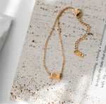 18K Gold Simple Small Gold Bar Design Anklet - QH Clothing
