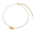 18K Gold Simple Small Gold Bar Design Anklet - QH Clothing