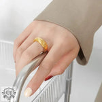 18K Gold Simple Striped Design Ring - QH Clothing