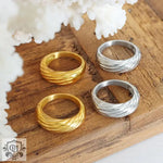 18K Gold Simple Striped Design Ring - QH Clothing