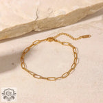 18K Gold Simple Style Paperclip Chain Anklet - QH Clothing