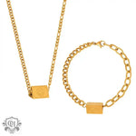 18K Gold Smiley Face Bracelet and Necklace - QH Clothing