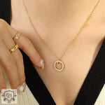 18K Gold Smiley Face Pendant Necklace - QH Clothing