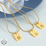 18K Gold Smiley Square Zircon Necklace - QH Clothing