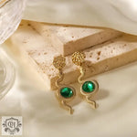 18k Gold Snake Green Zircon Earrings - QH Clothing