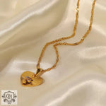 18K Gold Snake Heart Necklace - QH Clothing