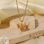 18K Gold Snake Heart Necklace - QH Clothing