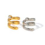 Exquisite and fashionable snake-shaped zircon design ring in 18k gold - QH Clothing