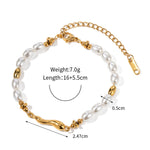 18K gold retro fashion special-shaped water drop and pearl design bracelet - QH Clothing