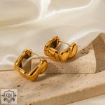 18K Gold Square Bean Minimalist Earrings - QH Clothing