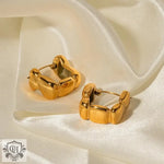 18K Gold Square Bean Minimalist Earrings - QH Clothing