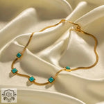 18K Gold Square Blue Malachite Necklace - QH Clothing