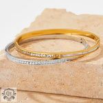 18K gold exquisite and fashionable square diamond design light luxury style bracelet - QH Clothing