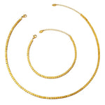 18K Gold Square Design Necklace and Anklet - QH Clothing