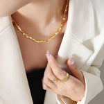 18K Gold Square Design Necklace and Anklet - QH Clothing