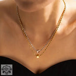 18K Gold Square Pendant Beaded Chain Necklace - QH Clothing